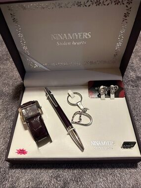 Stolen Hearts Women's Watch & Accessories Set - Deep Burgundy